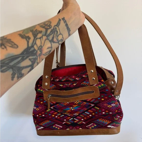 Nena & Co Brown Backpack with Leather Accents CROSSBODY SLING 2.0 - LARGE - FULL LEATHER - MOSS – Nena & Co main image 3